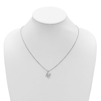 Sterlingsilber Rhodiniert Weiß Eis.03 Diamant Initiale M mit 2 Zoll Verlängerung. Halskette