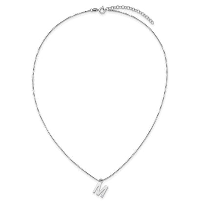 Sterlingsilber Rhodiniert Weiß Eis.03 Diamant Initiale M mit 2 Zoll Verlängerung. Halskette