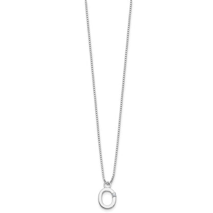 Sterlingsilber Rhodiniert Weiß Eis.03 Diamant Initiale O mit 2 Zoll Verlängerung. Halskette