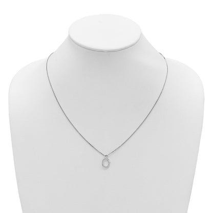 Sterlingsilber Rhodiniert Weiß Eis.03 Diamant Initiale O mit 2 Zoll Verlängerung. Halskette