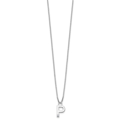 Sterlingsilber Rhodiniert Weiß Eis.03 Diamant Initiale P mit 2 Zoll Verlängerung. Halskette