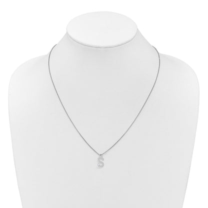 Sterlingsilber Rhodiniert Weiß Eis.03 Diamant Initiale S mit 2 Zoll Verlängerung. Halskette