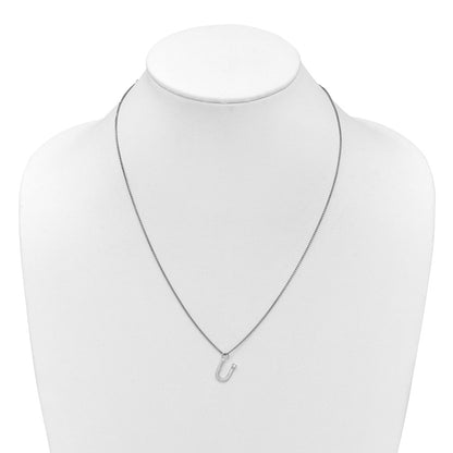 Sterlingsilber Rhodiniert Weiß Eis.03 Diamant Initiale U mit 2 Zoll Verlängerung. Halskette