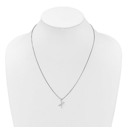Sterlingsilber Rhodiniert Weiß Eis.03 Diamant Initiale X mit 2 Zoll Verlängerung. Halskette