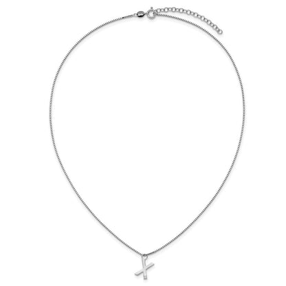 Sterlingsilber Rhodiniert Weiß Eis.03 Diamant Initiale X mit 2 Zoll Verlängerung. Halskette