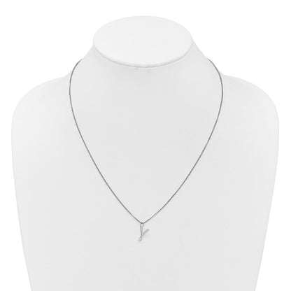 Sterlingsilber Rhodiniert Weiß Eis.03 Diamant Initiale Y mit 2 Zoll Verlängerung. Halskette