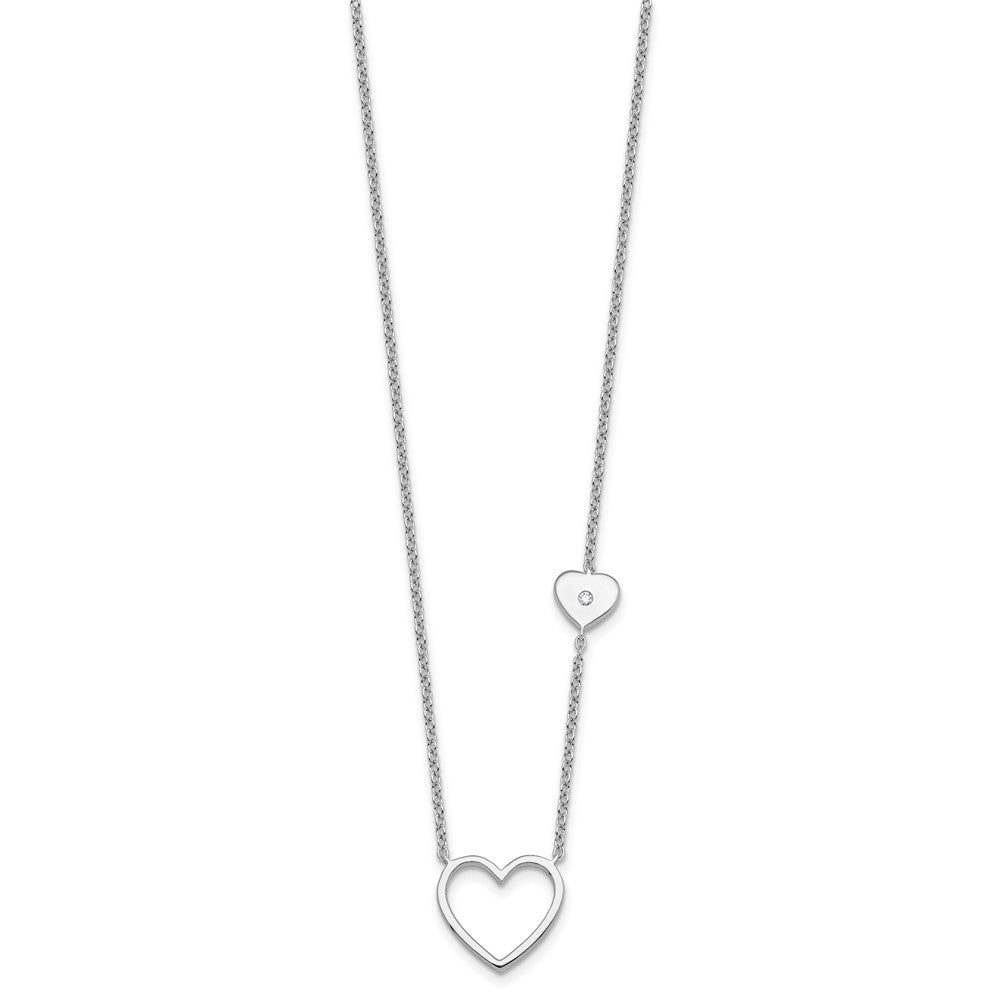 Sterlingsilber Rhodiniert Weiß Eis.03 Diamant Herzen Halskette