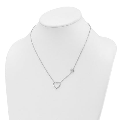 Sterlingsilber Rhodiniert Weiß Eis.03 Diamant Herzen Halskette