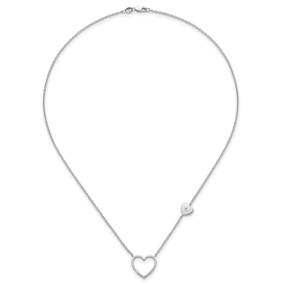 Sterlingsilber Rhodiniert Weiß Eis.03 Diamant Herzen Halskette