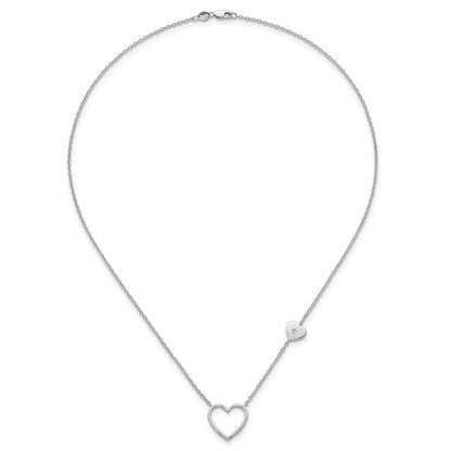 Sterlingsilber Rhodiniert Weiß Eis.03 Diamant Herzen Halskette