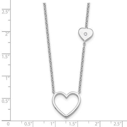 Sterlingsilber Rhodiniert Weiß Eis.03 Diamant Herzen Halskette