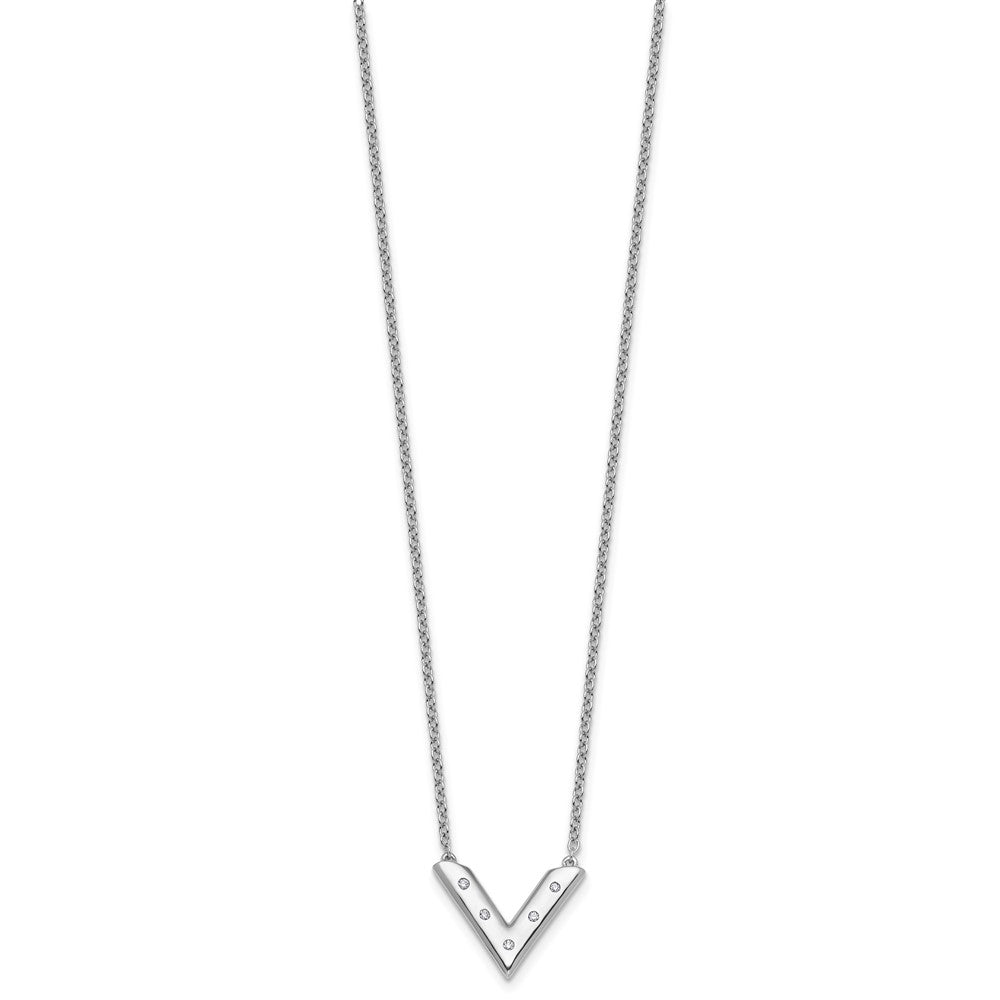 Sterlingsilber Rhodiniert Weiß Eis.05 Diamant V Halskette