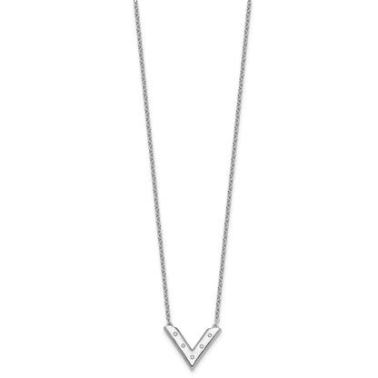 Sterlingsilber Rhodiniert Weiß Eis.05 Diamant V Halskette