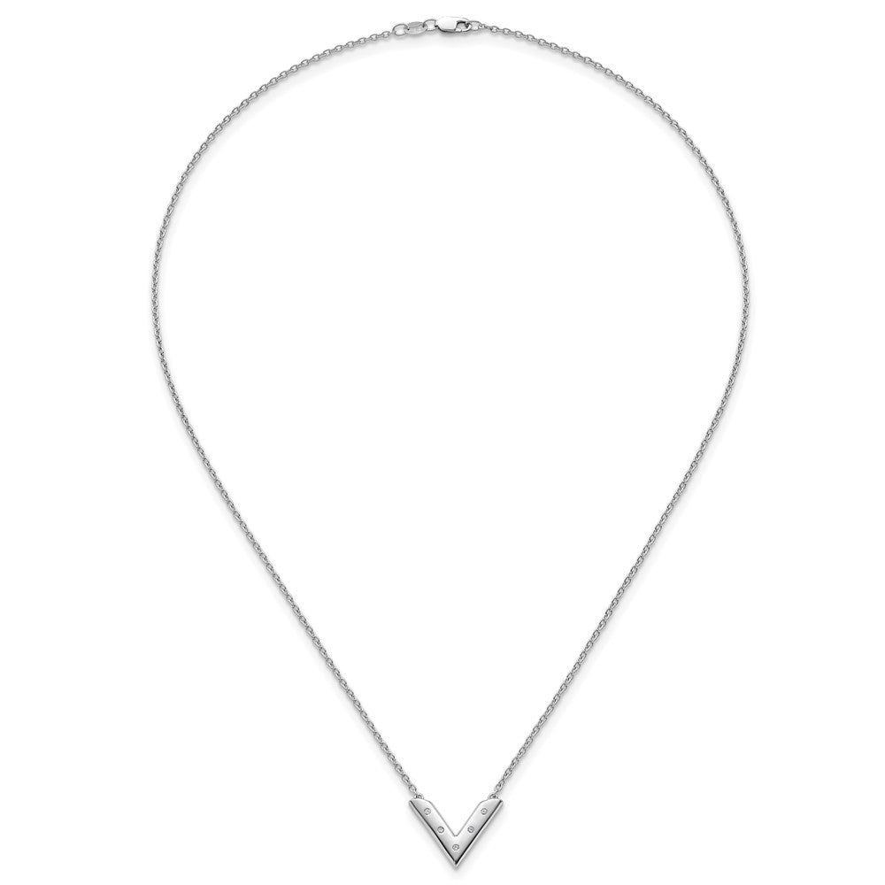 Sterlingsilber Rhodiniert Weiß Eis.05 Diamant V Halskette