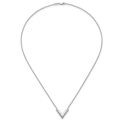 Sterlingsilber Rhodiniert Weiß Eis.05 Diamant V Halskette