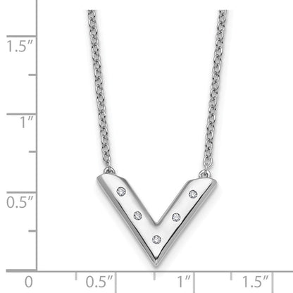 Sterlingsilber Rhodiniert Weiß Eis.05 Diamant V Halskette