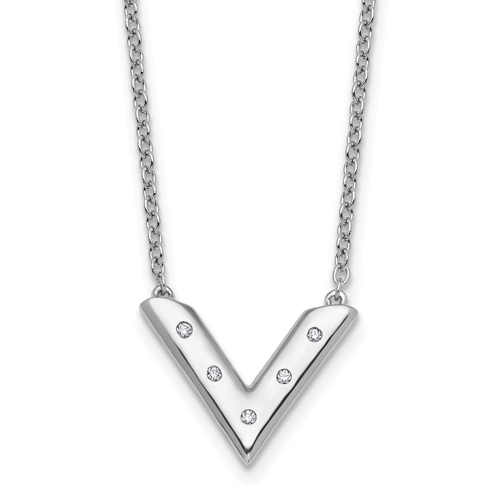 Sterlingsilber Rhodiniert Weiß Eis.05 Diamant V Halskette