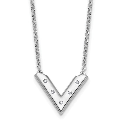 Sterlingsilber Rhodiniert Weiß Eis.05 Diamant V Halskette