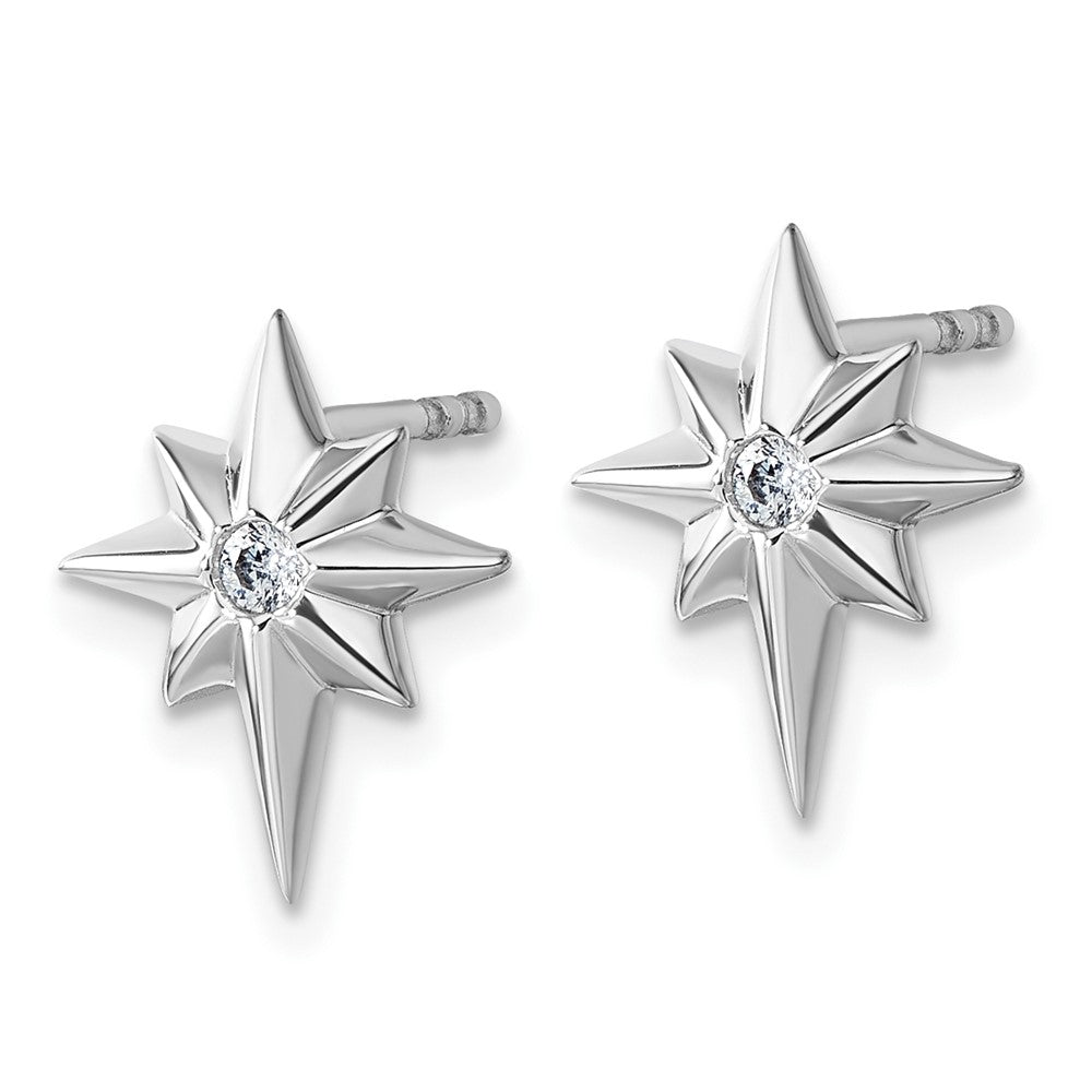 Sterlingsilber Rhodiniert Weiß Eis.05 Diamant Stern Ohrstecker