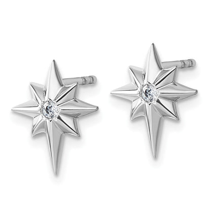 Sterlingsilber Rhodiniert Weiß Eis.05 Diamant Stern Ohrstecker