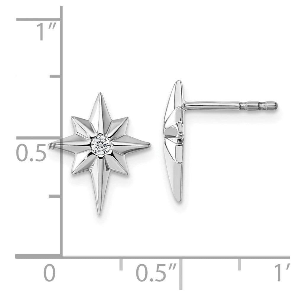 Sterlingsilber Rhodiniert Weiß Eis.05 Diamant Stern Ohrstecker