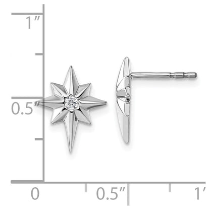 Sterlingsilber Rhodiniert Weiß Eis.05 Diamant Stern Ohrstecker