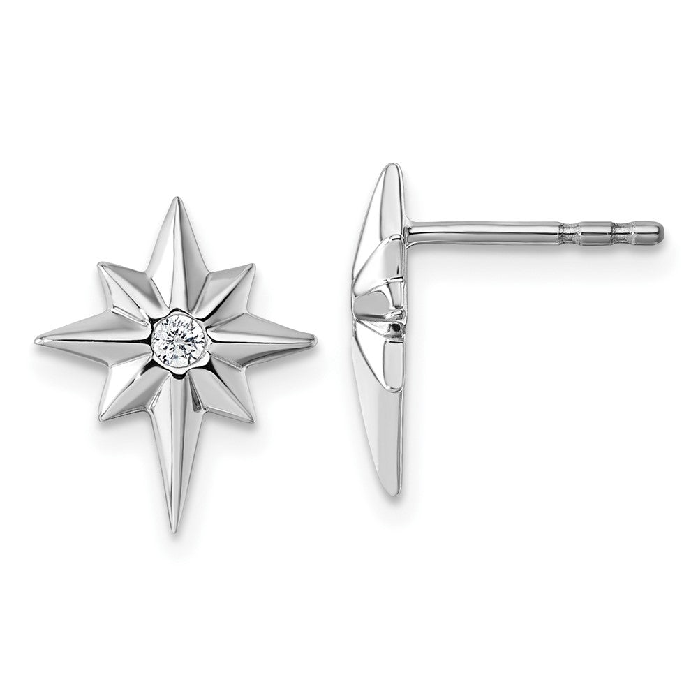 Sterlingsilber Rhodiniert Weiß Eis.05 Diamant Stern Ohrstecker