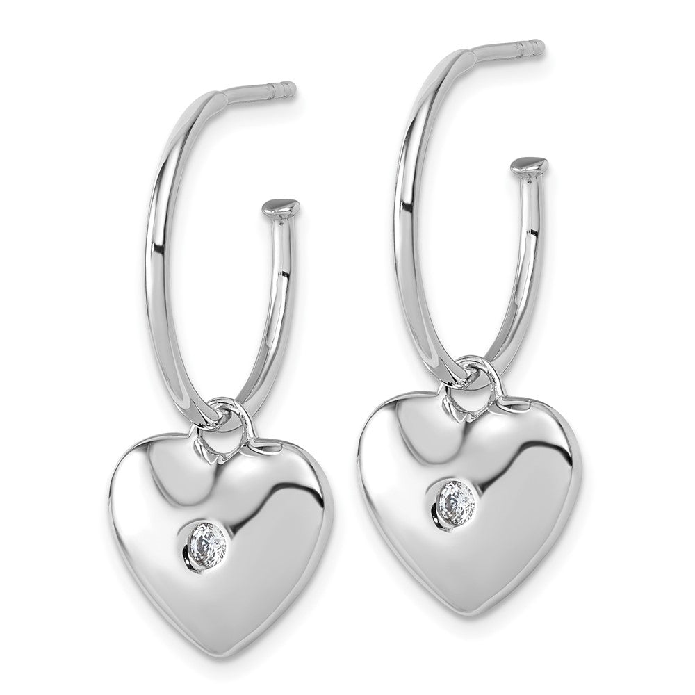 Sterlingsilber Rhodiniert Weiß Eis.01 Diamant Herz Stecker C- Creolen