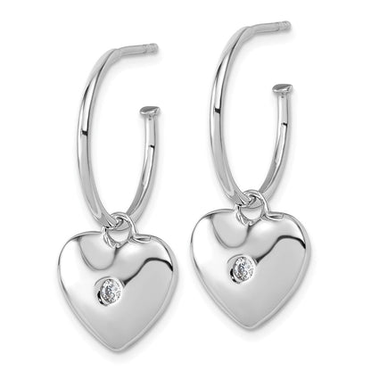 Sterlingsilber Rhodiniert Weiß Eis.01 Diamant Herz Stecker C- Creolen