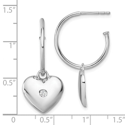 Sterlingsilber Rhodiniert Weiß Eis.01 Diamant Herz Stecker C- Creolen