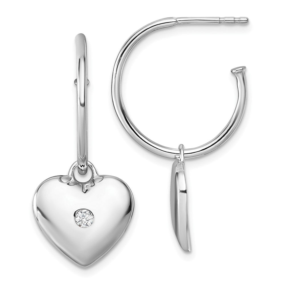 Sterlingsilber Rhodiniert Weiß Eis.01 Diamant Herz Stecker C- Creolen