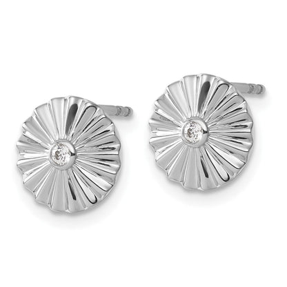 Sterlingsilber Rhodiniert Weiß Eis.02 Diamant Fanned Kreis Ohrstecker