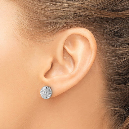Sterlingsilber Rhodiniert Weiß Eis.02 Diamant Fanned Kreis Ohrstecker