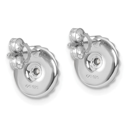 Sterlingsilber Rhodiniert Weiß Eis.02 Diamant Fanned Kreis Ohrstecker