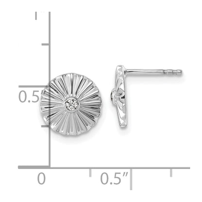 Sterlingsilber Rhodiniert Weiß Eis.02 Diamant Fanned Kreis Ohrstecker