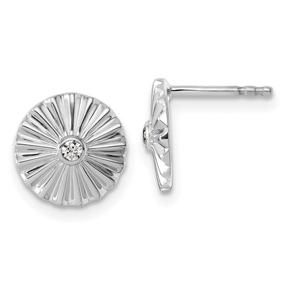 Sterlingsilber Rhodiniert Weiß Eis.02 Diamant Fanned Kreis Ohrstecker