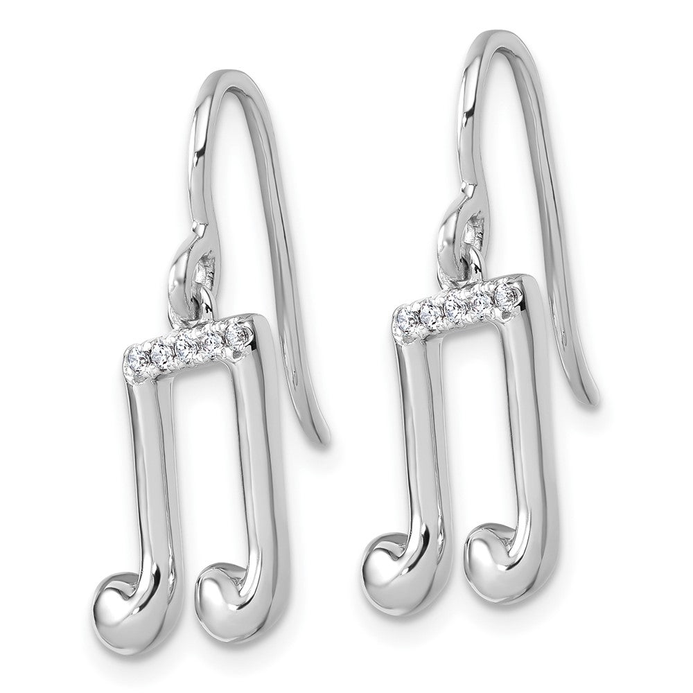 Sterlingsilber Rhodiniert Weiß Eis.08 Diamant Musik Note Ohrhänger