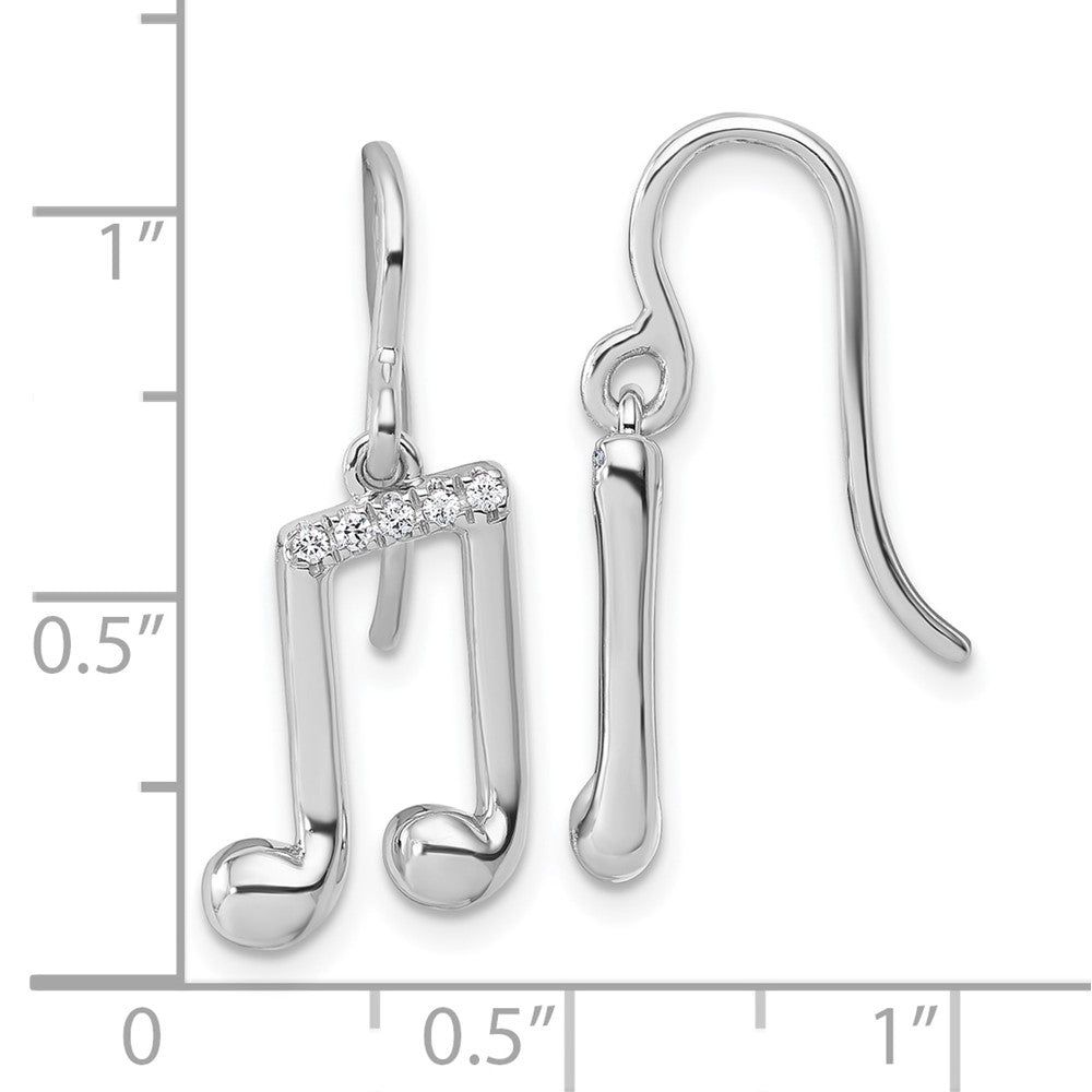 Sterlingsilber Rhodiniert Weiß Eis.08 Diamant Musik Note Ohrhänger