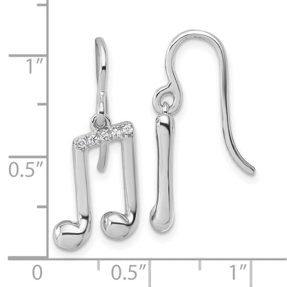 Sterlingsilber Rhodiniert Weiß Eis.08 Diamant Musik Note Ohrhänger