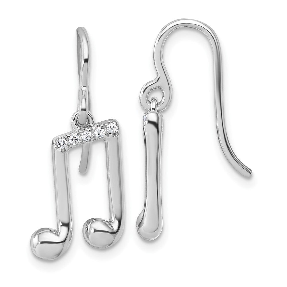 Sterlingsilber Rhodiniert Weiß Eis.08 Diamant Musik Note Ohrhänger