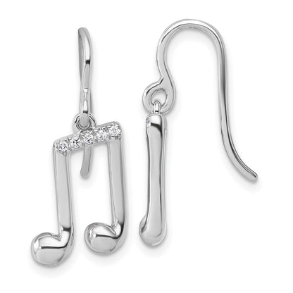 Sterlingsilber Rhodiniert Weiß Eis.08 Diamant Musik Note Ohrhänger