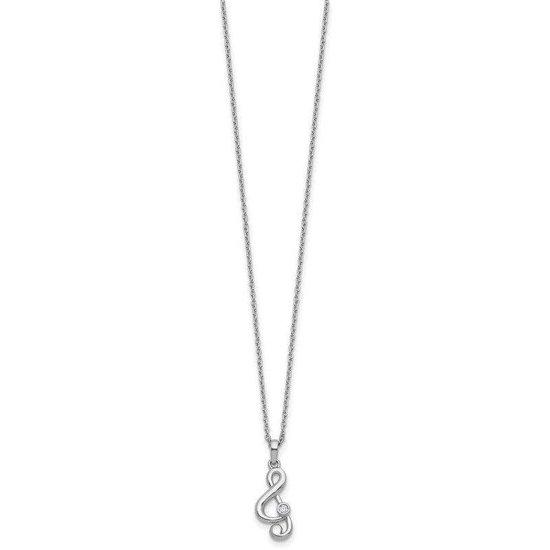 Sterlingsilber Rhodiniert Weiß Eis.03 Diamant Noten Schlüssel mit 2 Zoll Verlängerung. Halskette