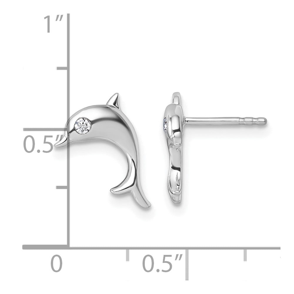 Sterlingsilber Rhodiniert Weiß Eis.05 Diamant Delfin Ohrstecker