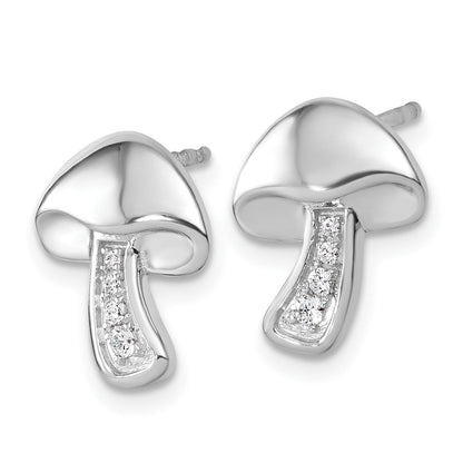 Sterlingsilber Rhodiniert Weiß Eis.08 Diamant Mushroom Ohrstecker
