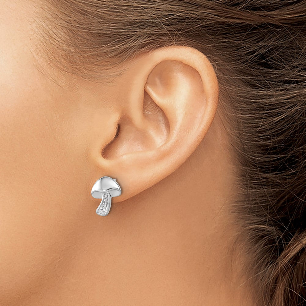 Sterlingsilber Rhodiniert Weiß Eis.08 Diamant Mushroom Ohrstecker