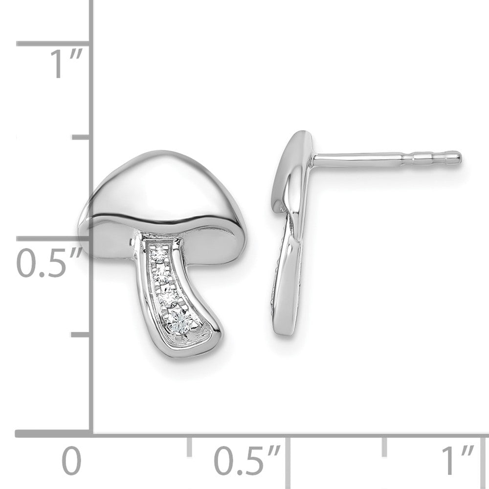 Sterlingsilber Rhodiniert Weiß Eis.08 Diamant Mushroom Ohrstecker