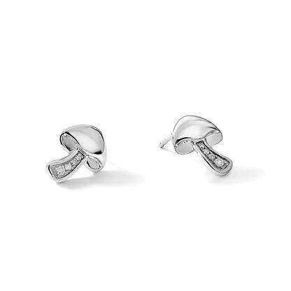 Sterlingsilber Rhodiniert Weiß Eis.08 Diamant Mushroom Ohrstecker
