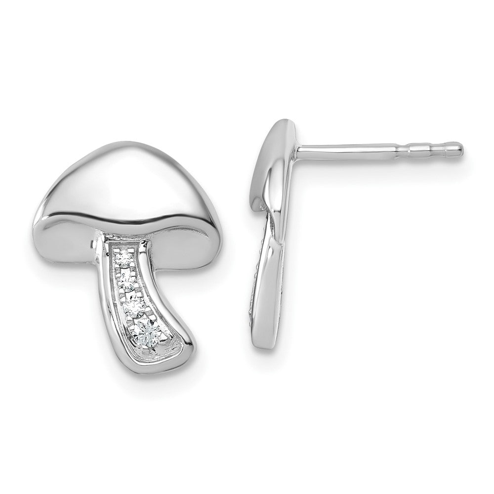 Sterlingsilber Rhodiniert Weiß Eis.08 Diamant Mushroom Ohrstecker