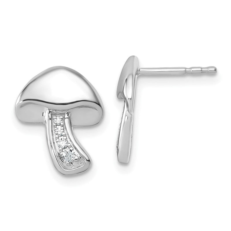 Sterlingsilber Rhodiniert Weiß Eis.08 Diamant Mushroom Ohrstecker