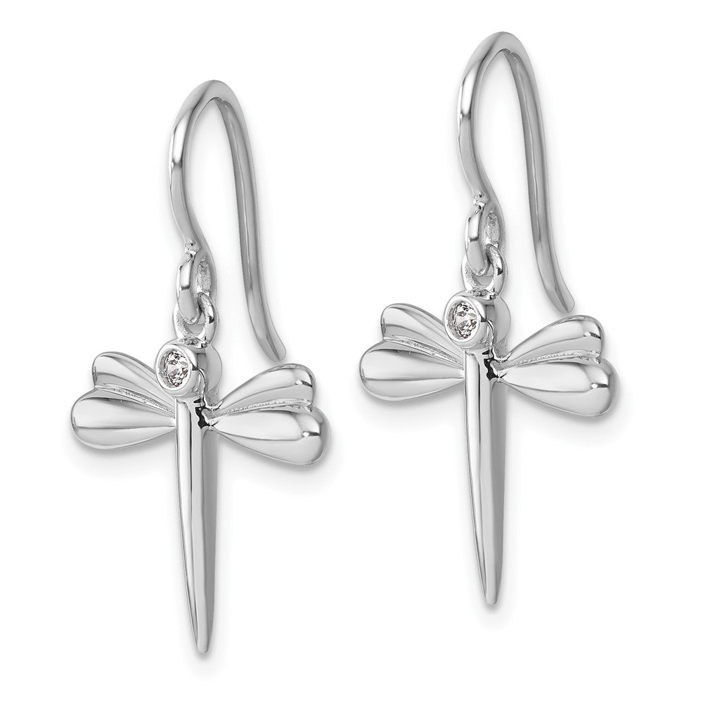 Sterlingsilber Rhodiniert Weiß Eis.05 Diamant Libelle Ohrhänger